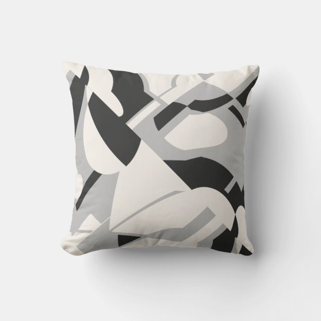 Almofada Design de Arte Diagonal em Negrito com Cinza Escur (Frente)