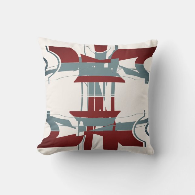 Almofada Design de Arte Geométrica Azul Azul Esbranquiçado (Frente)