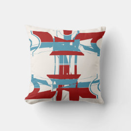 Almofada Design de Arte Geométrica Azul-Brilho Vermelho Azu