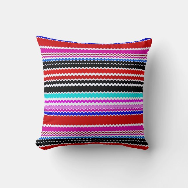 Almofada Design de Artes com Zigzag Multicoloridas Chevron (Frente)