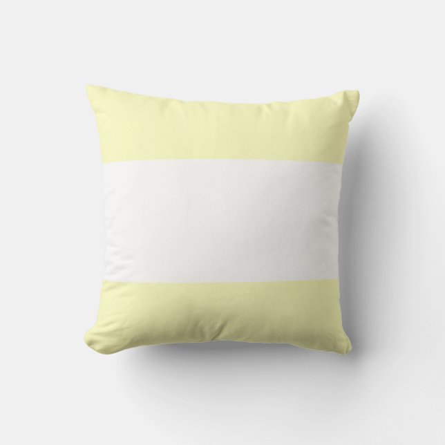 Almofada Design de Barra Amarela Suave Pastel e Branco (Frente)