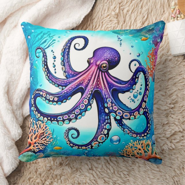 Almofada Design de Brilho de Octopus Coral (Cobertor)