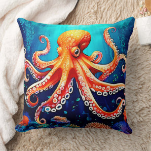 Almofada Design de Brilho de Octopus do Mar Profundo