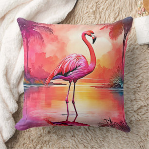 Almofada Design de Brilho Tropical de Flamingo Vibrante