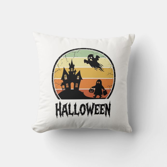 Almofada Design de Camisa Vintage Halloween Casa Assombrada (Frente)