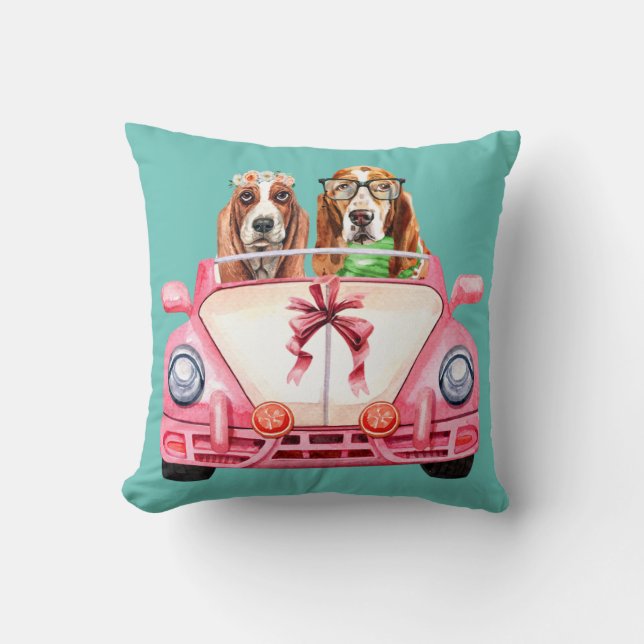 Almofada Design de Casamento de Basset Hound (Frente)