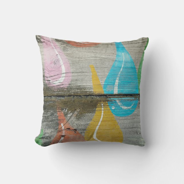 Almofada Design De Chuva Na Madeira Rústica (Frente)