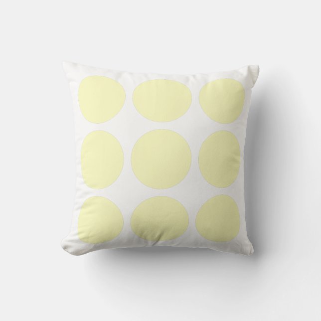 Almofada Design de Círculo Abstrato Pastel Branco e Amarelo (Frente)