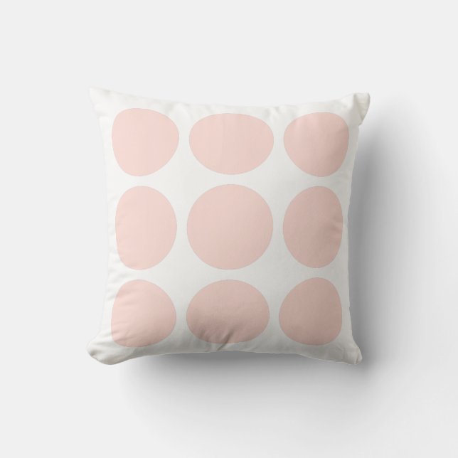 Almofada Design de Círculo Abstrato Rosa Pastel e Branco Ma (Frente)