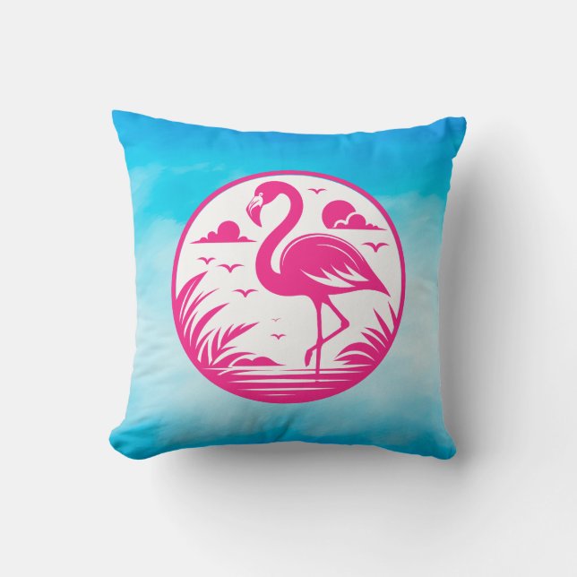 Almofada Design de Círculo de Verão Flamingo Rosa-68730 (Frente)
