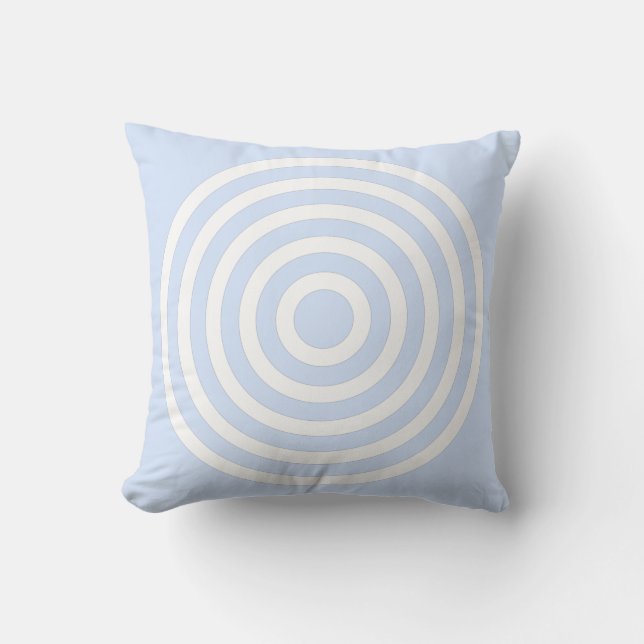 Almofada Design de Círculos Concêntricos Azul Bebê Pastel e (Frente)