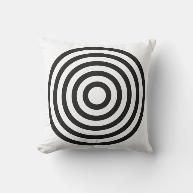 Almofada Design de Círculos Concêntricos Pastel Branco e Pr (Frente)