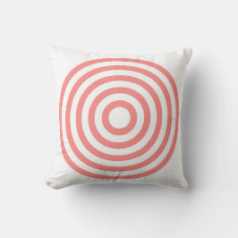 Almofada Design de Círculos Concêntricos Pastel Branco e Ro