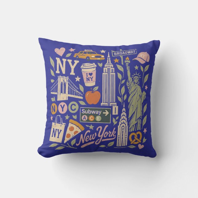 Almofada design de colagem retrô ny (Frente)
