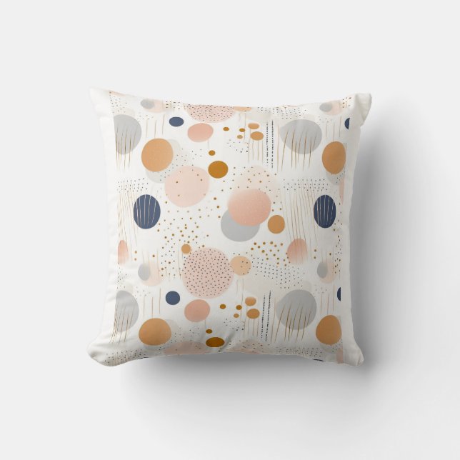 Almofada Design de cor azul e Abstrato castanhoFolha (Frente)