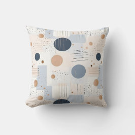 Almofada Design de cor azul e Abstrato castanhoFolha