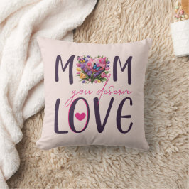 Almofada Design de coração Floral "Mãe, você merece amor"
