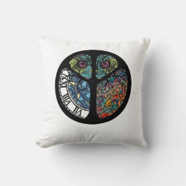 Almofada Design de Coruja de Árvore de Sinais de Paz Colori