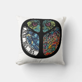 Almofada Design de Coruja de Árvore de Sinais de Paz Colori