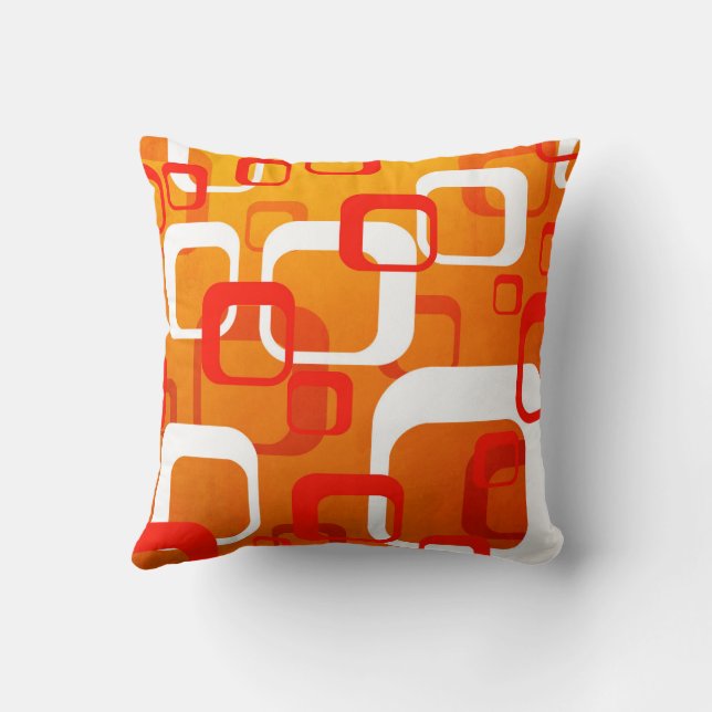Almofada Design de Cubo Laranja Retro (Verso)