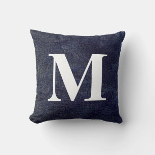 Almofada Design de Denim Lavado nº 7 com Monograma