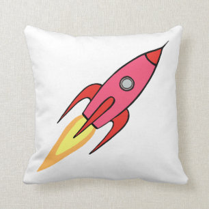 Almofada Design de desenho animado do Rocketship Retro Cor-