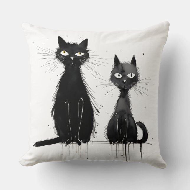 Almofada Design de dois gatos pretos (Frente)