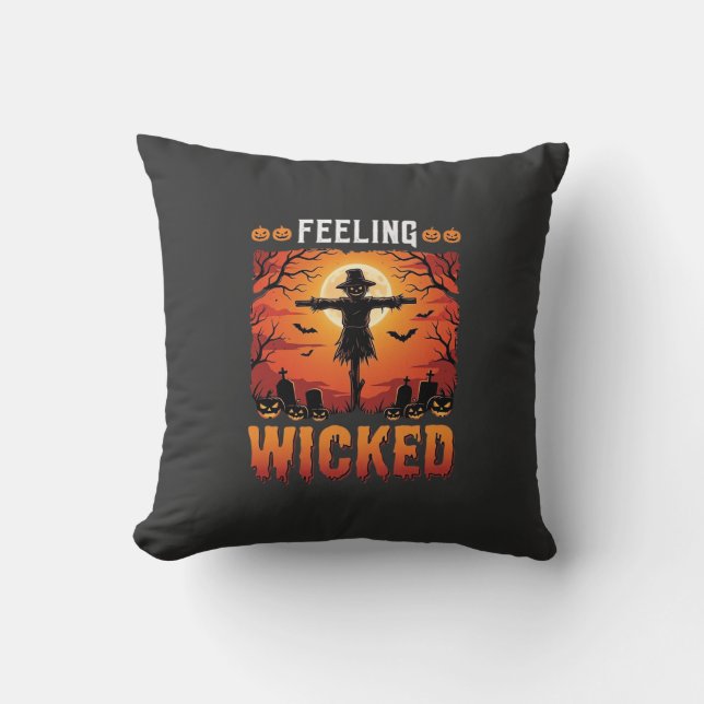 Almofada Design de Espantalho de Halloween Sentindo-se Malv (Frente)