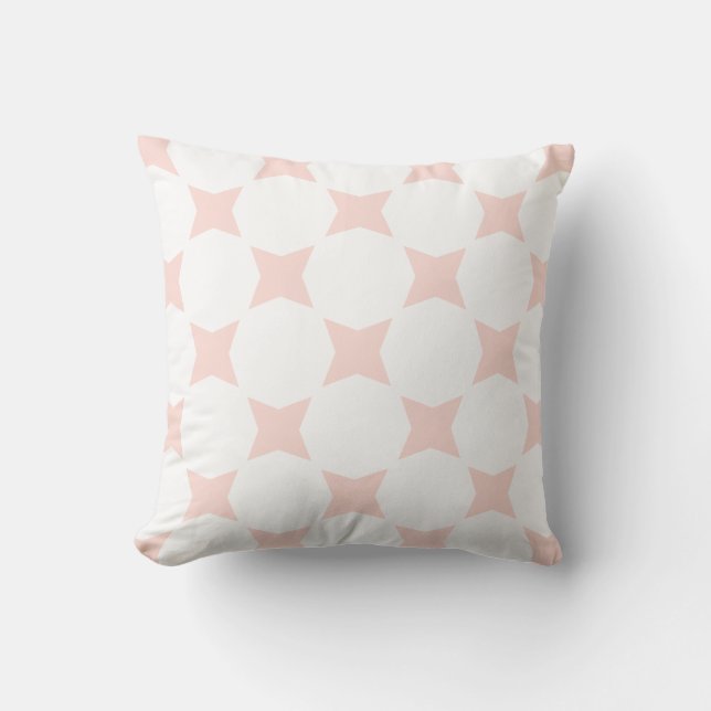 Almofada Design de Estrela com Branco Suave e Rosa Pastel (Frente)