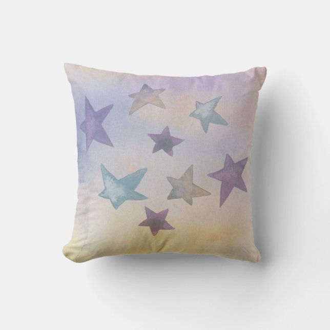 Almofada design de estrela de aquarela em cores pastosas (Frente)