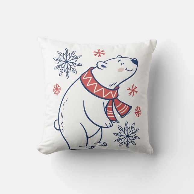 Almofada Design de Feriado de inverno no Urso Polar Cheio (Frente)