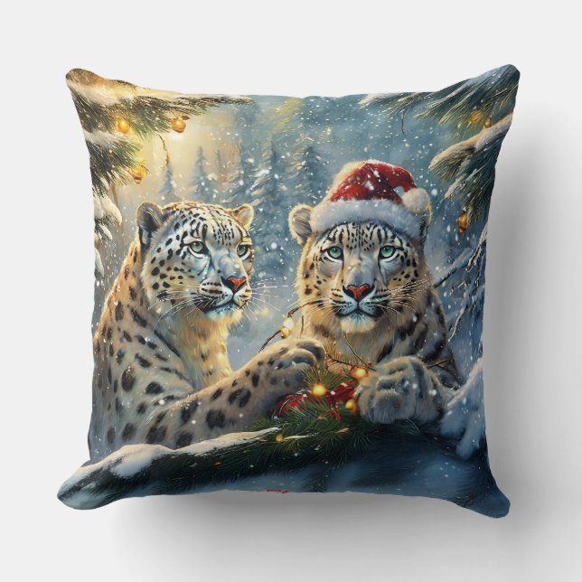 Almofada Design de Férias Snow Leopards por Rich AMeN Gill (Frente)