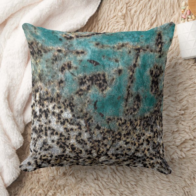 Almofada Design de ferrugem teal antiga (Cobertor)