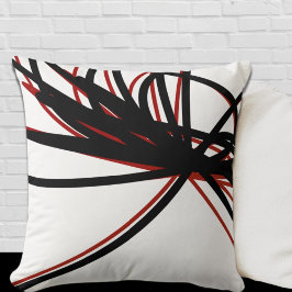 Almofada Design de Fita Abstrato Curva Vermelha e Preta