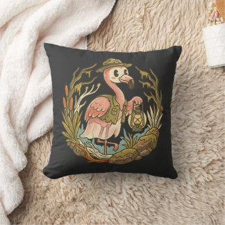 Almofada Design de Flamingo Pantanoso Assustador Vintage