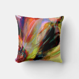 Almofada Design de Flor Surrealista Vermelho, Amarelo, Pret