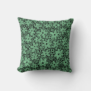 Almofada Design de Flor - Verde Esmaecido em Preto