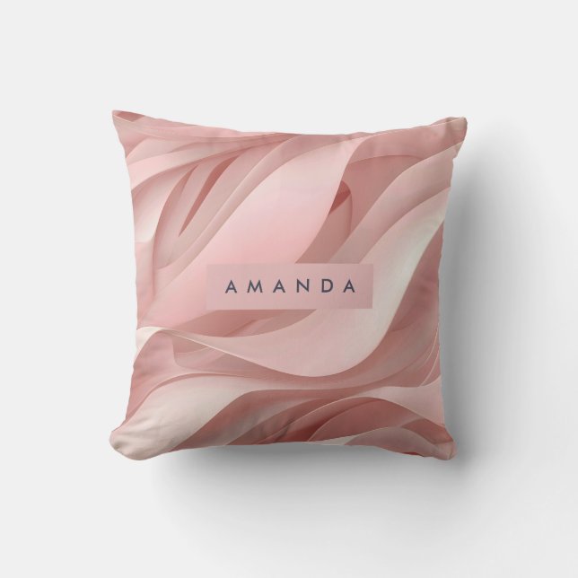 Almofada Design de Fluxo Abstrato Rosa Bege Personalizado S (Frente)