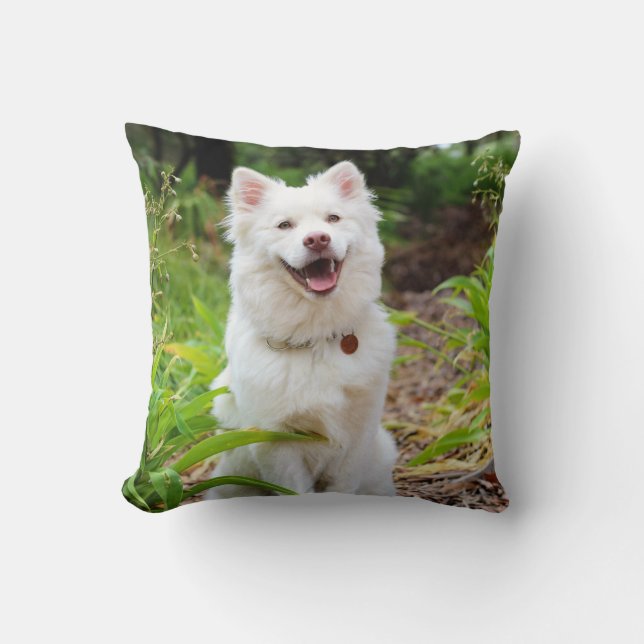 Almofada Design de Foto de Cão Branco Muito Adorável (Frente)