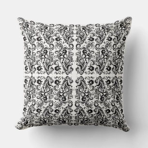 Almofada Design de fundo floral branco-preto-branco-branco-