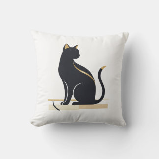 Almofada Design de Gato Dourado e Preto Elegante