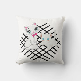 Almofada design de gato preto-e-branco