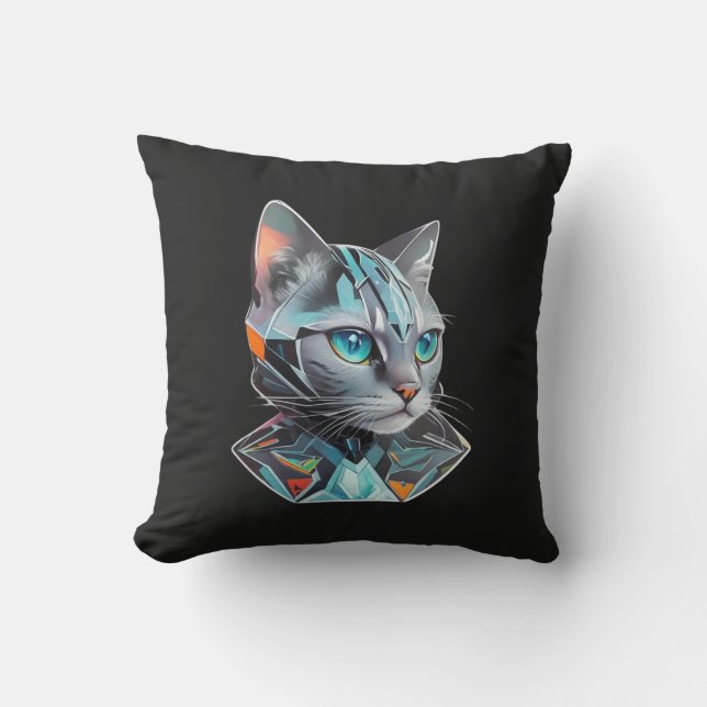 Almofada Design de Gatos Futuros Geométricos (Frente)