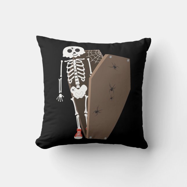 Almofada Design de Halloween de Skeleton e Coffin (Frente)
