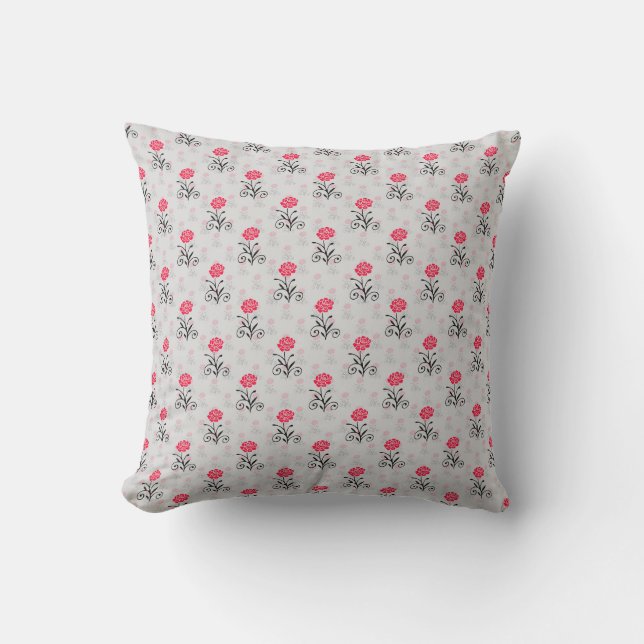 Almofada Design de Ilustração de Paleta de Flor Vermelho (Frente)