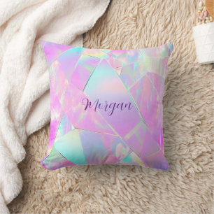 Almofada Design de Iridescente Teal e Rosa, Nome do Script