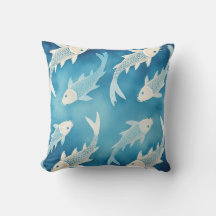 Design de Koi Índigo Tranquilo Arte em Aquarela El