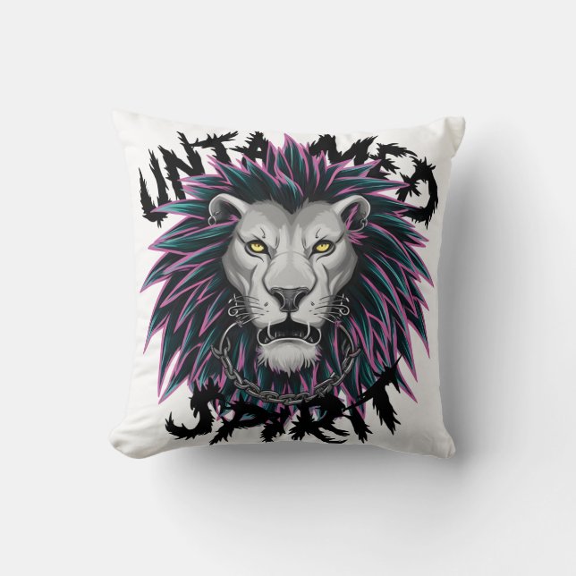 Almofada Design de Leão Lion do Spirit Punk Sem Interação (Frente)