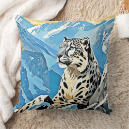 Almofada Design de Leopardo de Neve Selvagem