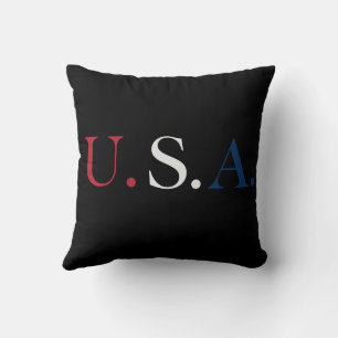 Almofada Design de letras Vermelho Branco e Azul dos EUA